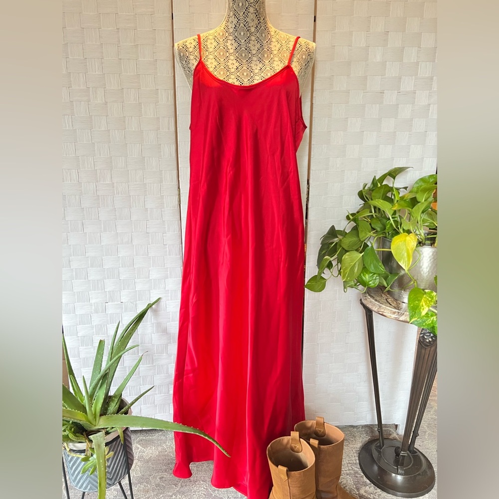 Brand new red silky slip dress from ZARA, with tags.